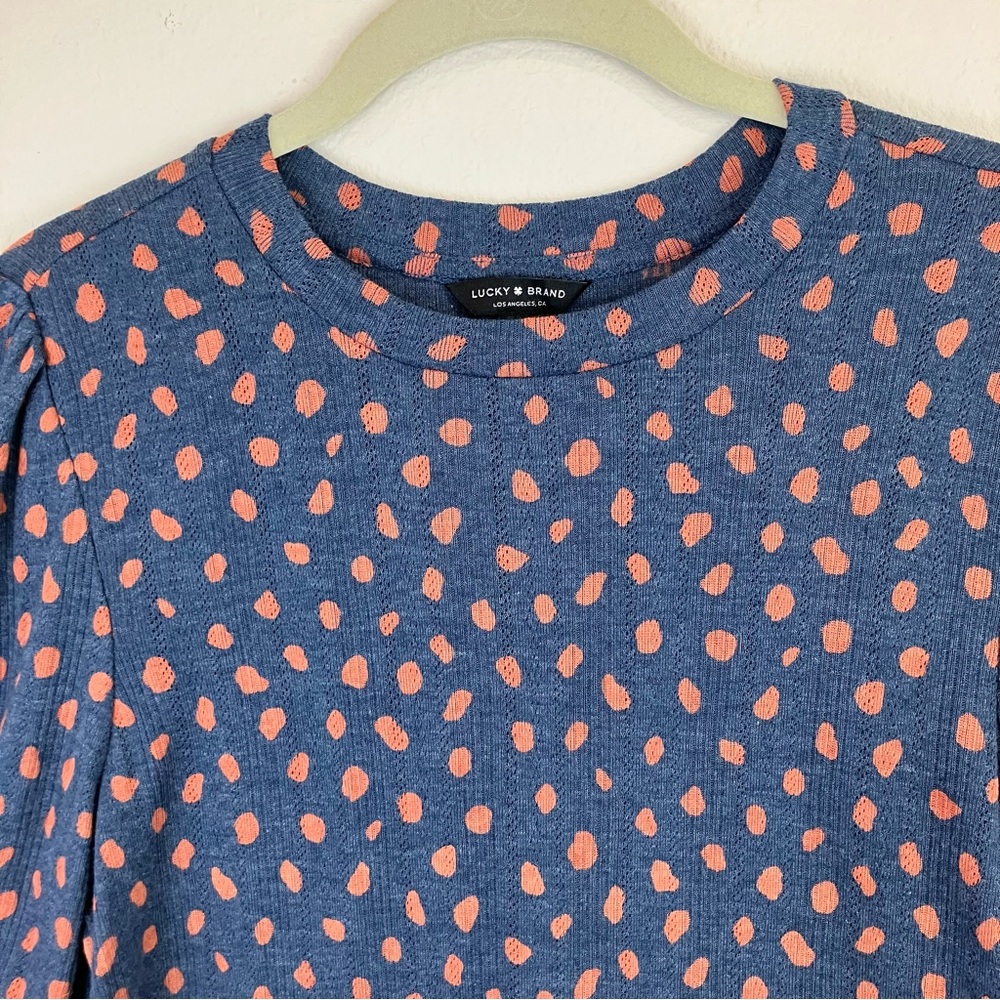 Lucky Brand Puff Sleeve Cotton Knit Top - Picture 2 of 6
